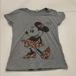 Disney Gray Tee with Minnie Mouse and Leopard Accents